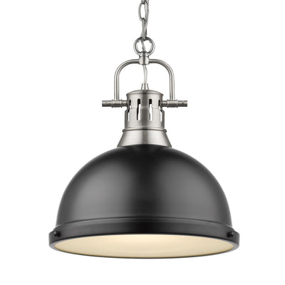 Yep by Golden Lighting Duncan 1-light 14in Chain Hung Pendant in Pewter and Matte Black shade - Default Title - Golden Lighting