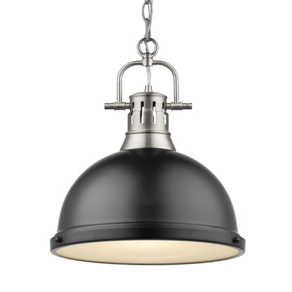 Yep by Golden Lighting Duncan 1-light 14in Chain Hung Pendant in Pewter and Matte Black shade