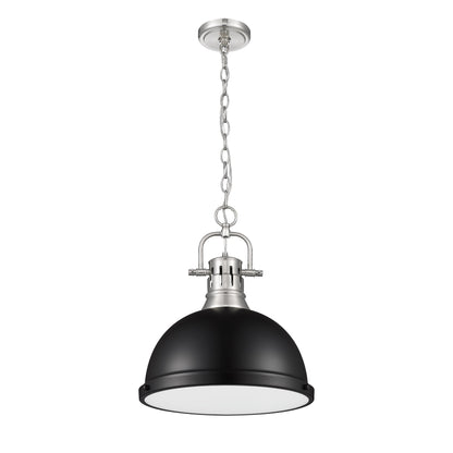 Duncan 1 Light Pendant with Chain in Pewter with a Matte Black Shade - Default Title - Golden Lighting