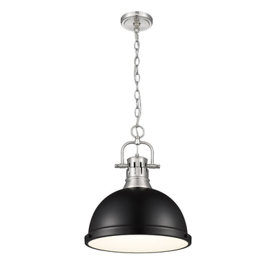 Yep by Golden Lighting Duncan 1-light 14in Chain Hung Pendant in Pewter and Matte Black shade - - Golden Lighting