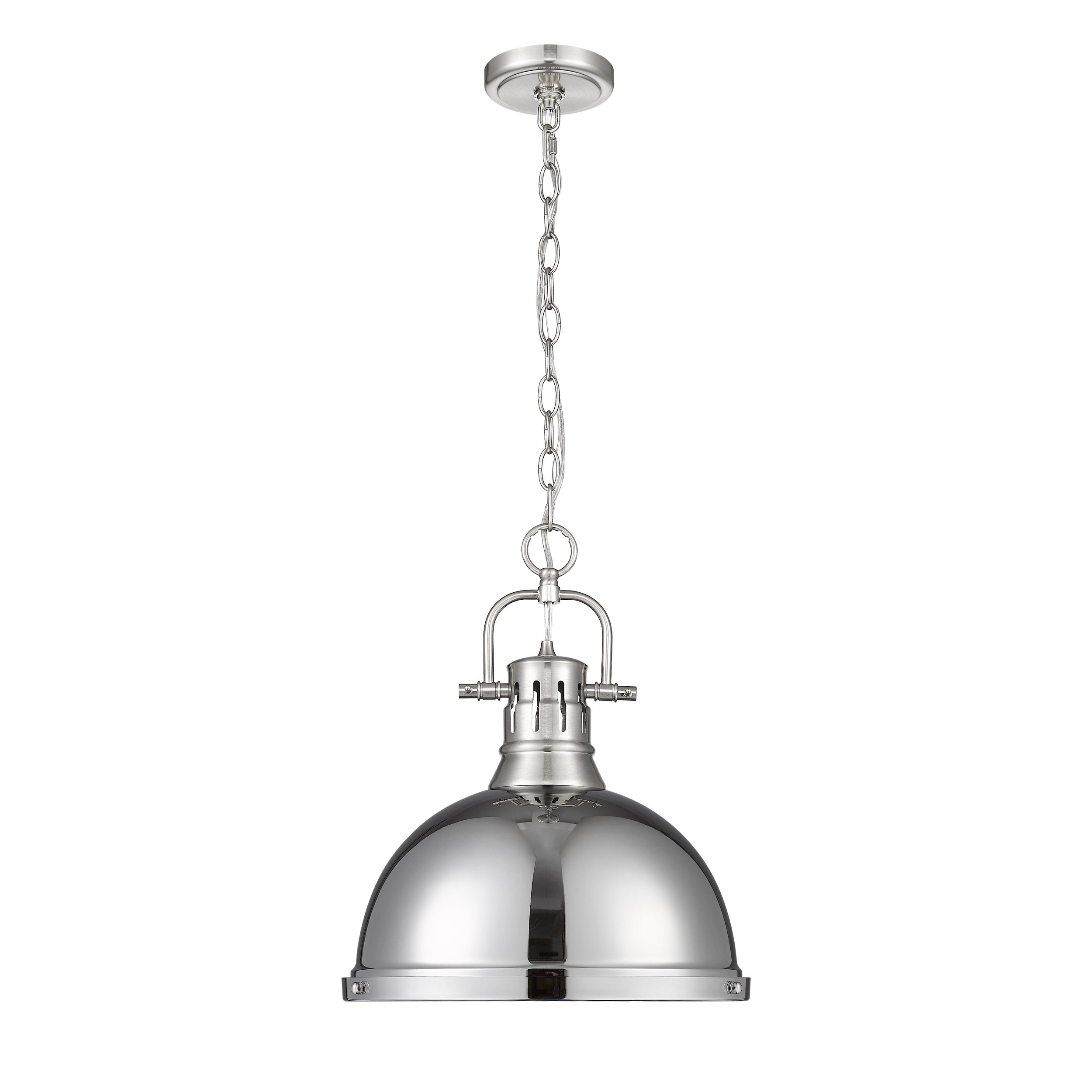 Duncan 1-Light Pendant with Chain in Pewter with Chrome - - Golden Lighting