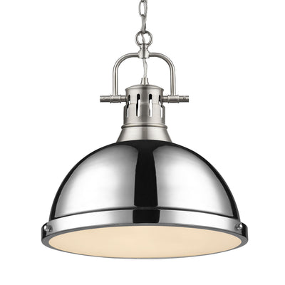 Yep by Golden Lighting Duncan 1-light 14in Chain Hung Pendant in Pewter and Chrome shade - Default Title - Golden Lighting