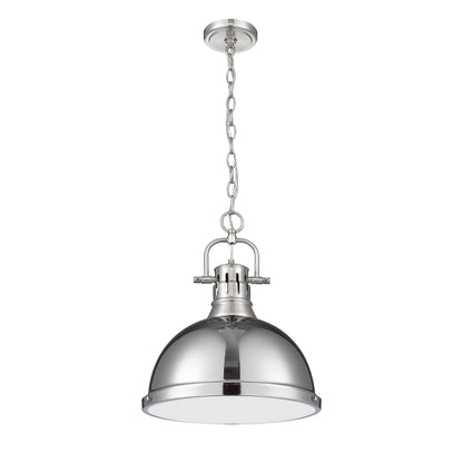 Duncan 1-Light Pendant with Chain in Pewter with Chrome - Pewter / Chrome / Silver - Golden Lighting