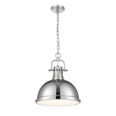Yep by Golden Lighting Duncan 1-light 14in Chain Hung Pendant in Pewter and Chrome shade - - Golden Lighting