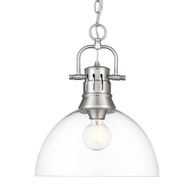 Yep by Golden Lighting Duncan 1-light 14in chain hung Pendant in Pewter and Clear Glass - Default Title - Golden Lighting