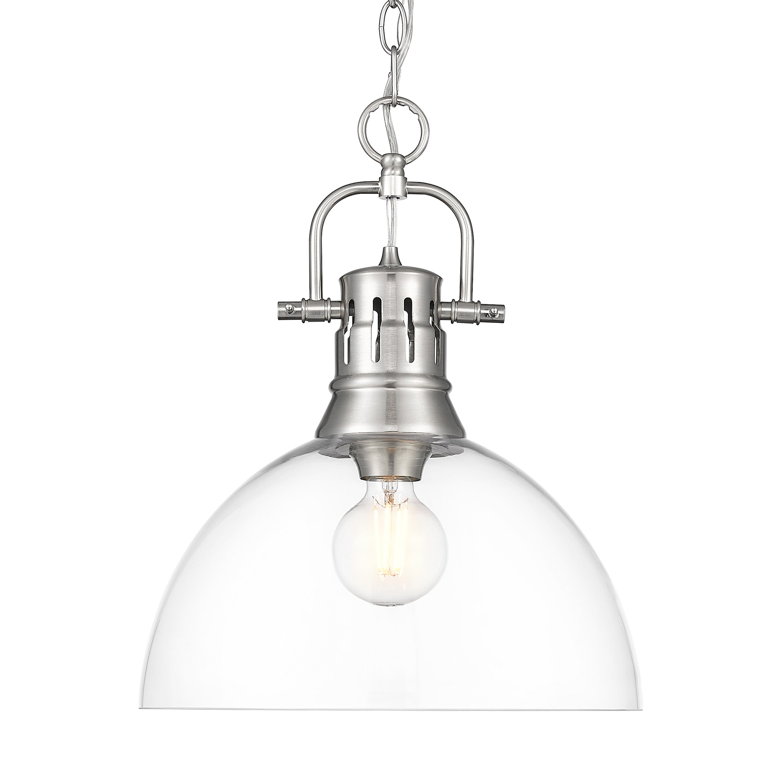 Yep by Golden Lighting Duncan 1-light 14in chain hung Pendant in Pewter and Clear Glass