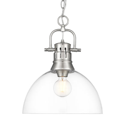 Yep by Golden Lighting Duncan 1-light 14in chain hung Pendant in Pewter and Clear Glass