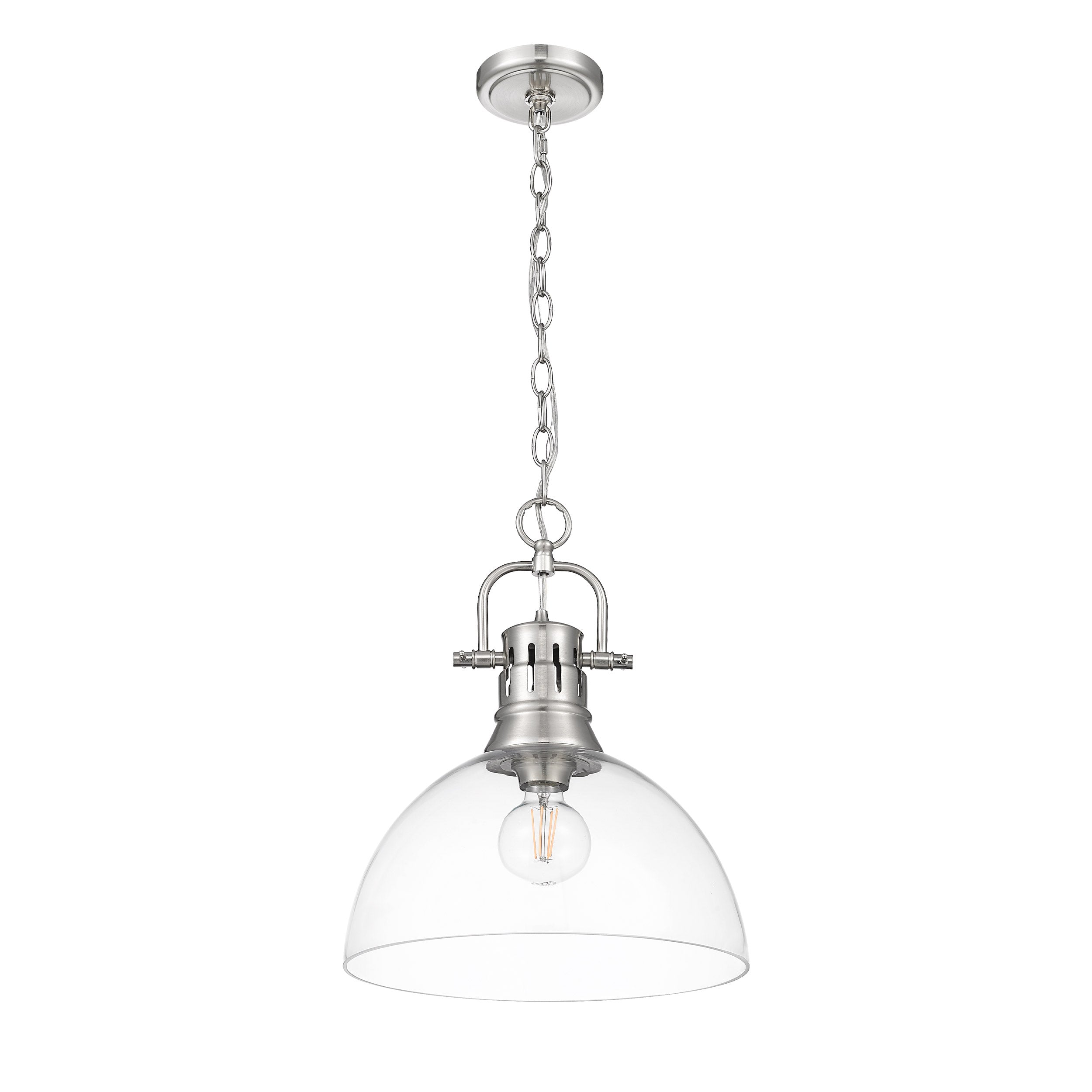 Duncan 1-Light Pendant with Chain in Pewter with Clear Glass - Pewter / Clear Glass / Clear - Golden Lighting