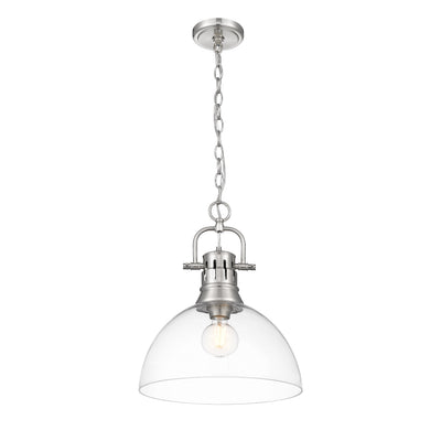 Yep by Golden Lighting Duncan 1-light 14in chain hung Pendant in Pewter and Clear Glass - - Golden Lighting