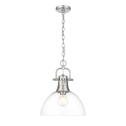 Duncan 1-Light Pendant with Chain in Pewter with Clear Glass - - Golden Lighting