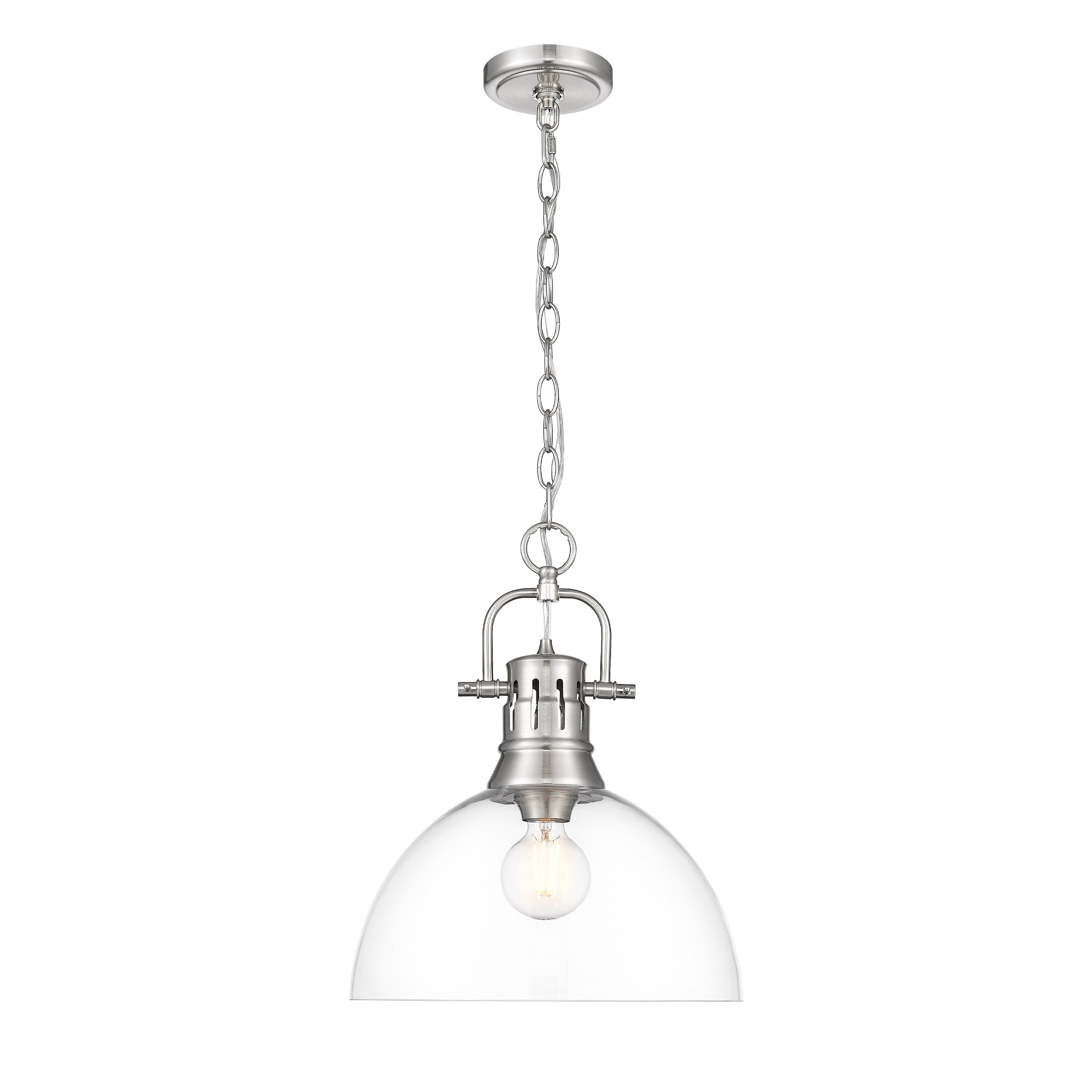 Duncan 1-Light Pendant with Chain in Pewter with Clear Glass - - Golden Lighting