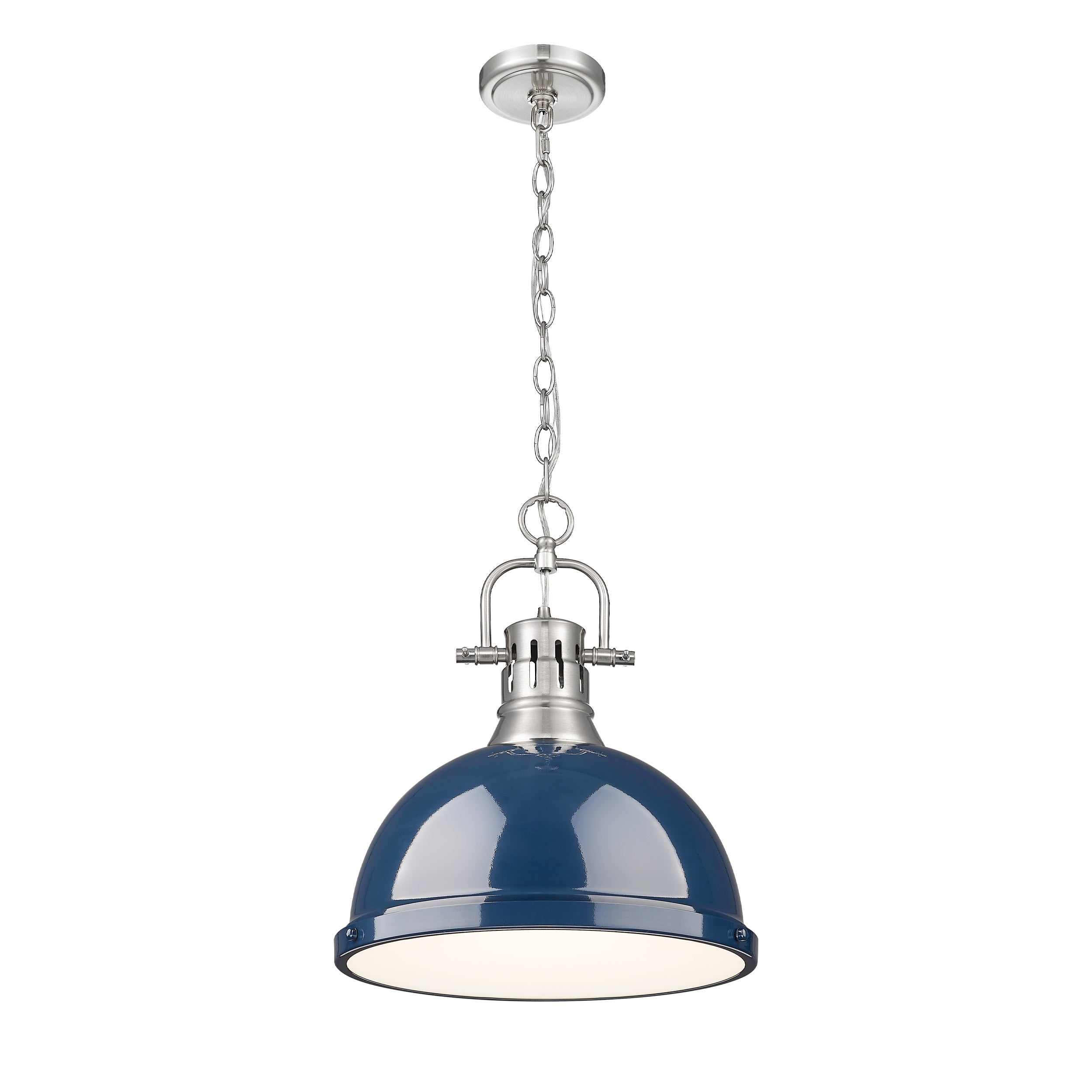 Yep by Golden Lighting Duncan 1-light 14in Chain Hung Pendant in Pewter and Navy Blue shade - - Golden Lighting