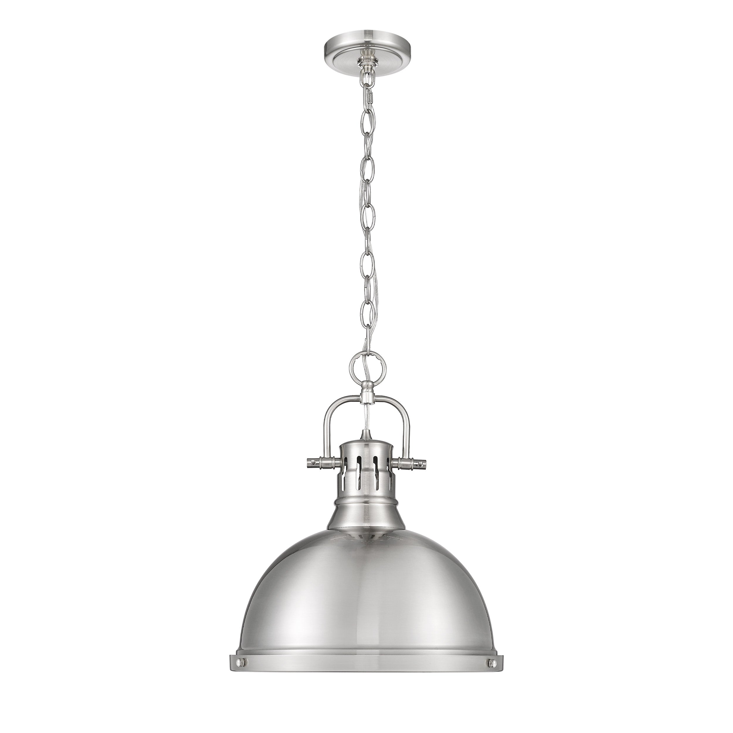 Duncan 1 Light Pendant with Chain in Pewter with a Pewter Shade - - Golden Lighting