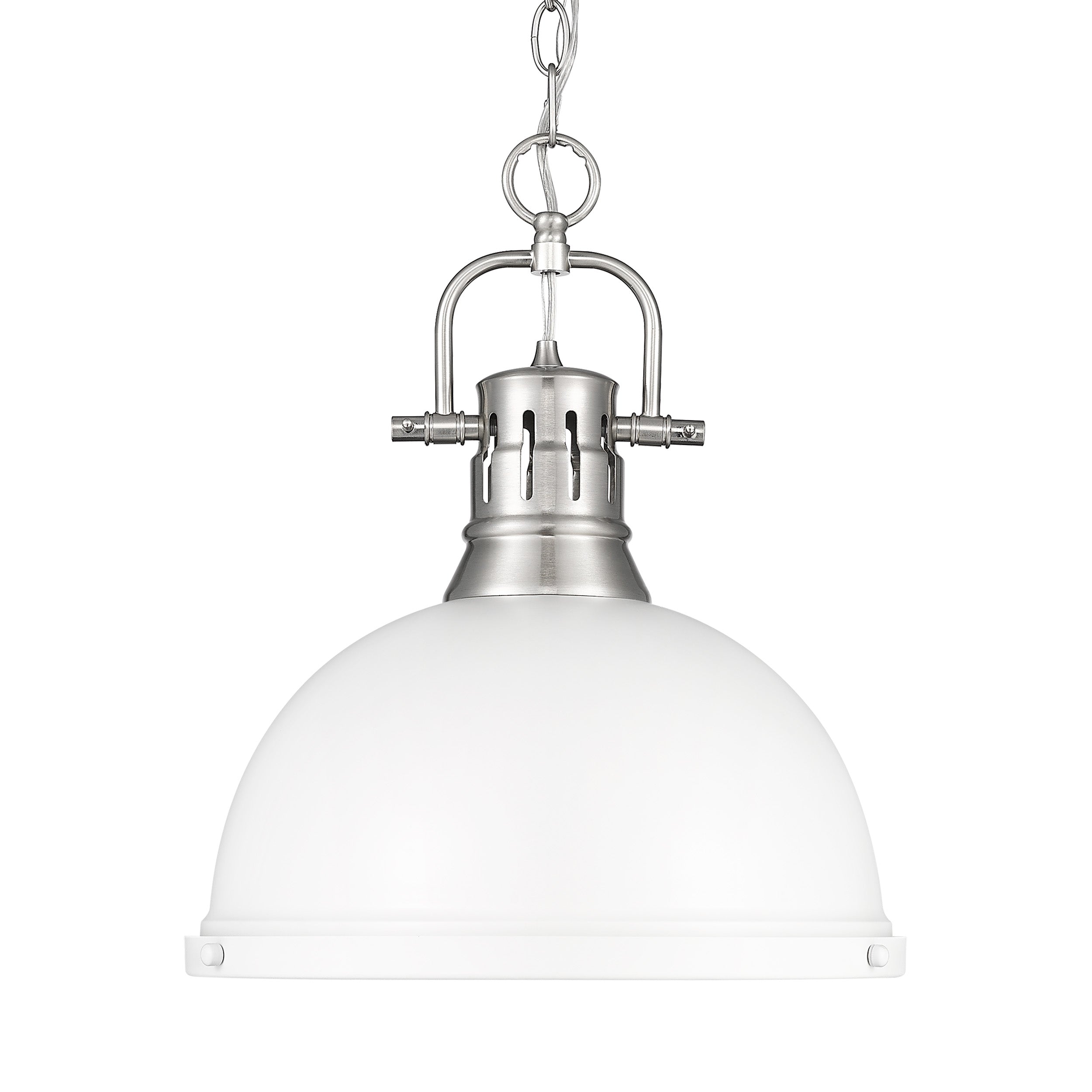 Yep by Golden Lighting Duncan 1-light 14in Chain Hung Pendant in Pewter and Matte White shade