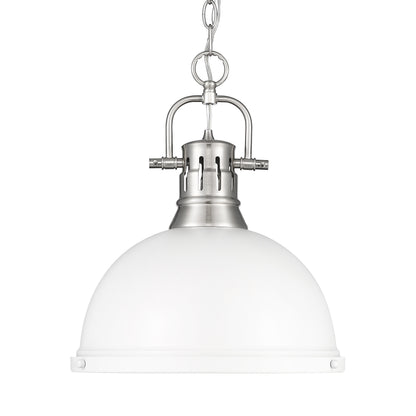 Yep by Golden Lighting Duncan 1-light 14in Chain Hung Pendant in Pewter and Matte White shade