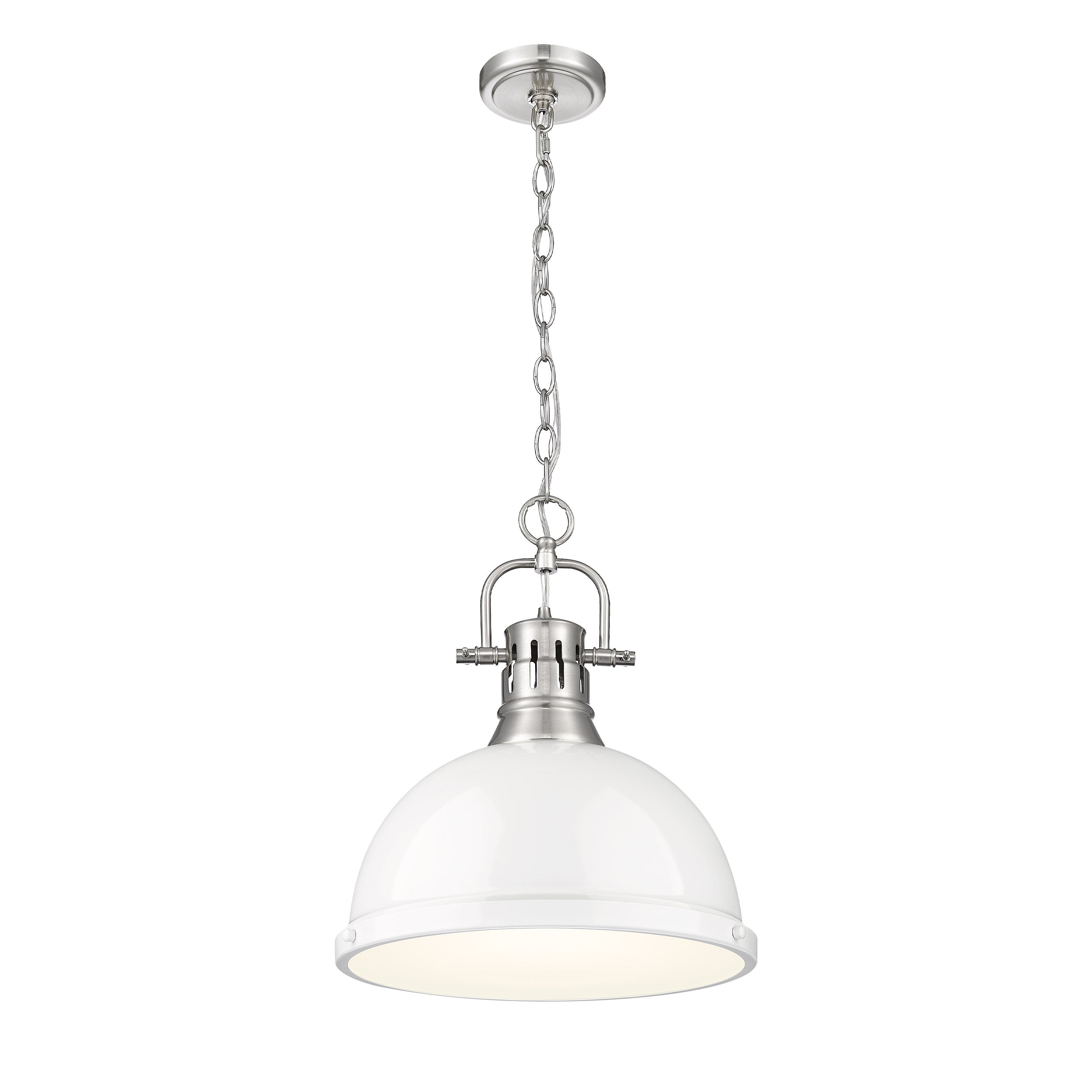 Yep by Golden Lighting Duncan 1-light 14in Chain Hung Pendant in Pewter and White shade - - Golden Lighting