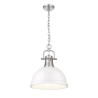 Yep by Golden Lighting Duncan 1-light 14in Chain Hung Pendant in Pewter and White shade - - Golden Lighting