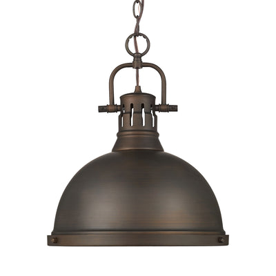 Duncan 1-light 14in Chain Hung Pendant in Rubbed Bronze - Default Title - Golden Lighting