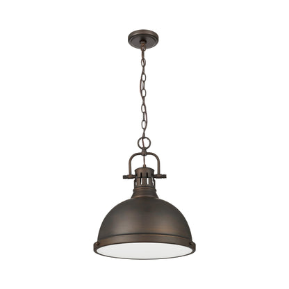 Duncan 1 Light Pendant with Chain in Rubbed Bronze with a Rubbed Bronze Shade - Rubbed Bronze / Rubbed Bronze / Bronze - Golden Lighting