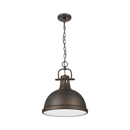 Duncan 1 Light Pendant with Chain in Rubbed Bronze with a Rubbed Bronze Shade - Default Title - Golden Lighting