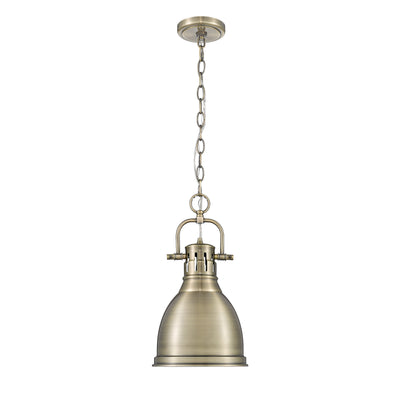 Yep by Golden Lighting Duncan 1-light 9in Chain Hung Pendant in Aged Brass - - Golden Lighting