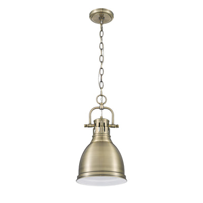 Yep by Golden Lighting Duncan 1-light 9in Chain Hung Pendant in Aged Brass - - Golden Lighting