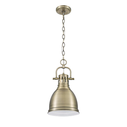 Yep by Golden Lighting Duncan 1-light 9in Chain Hung Pendant in Aged Brass - - Golden Lighting