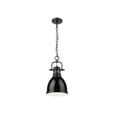 Yep by Golden Lighting Duncan 1-light 9in Chain Hung Pendant in Matte Black and Black shade - - Golden Lighting
