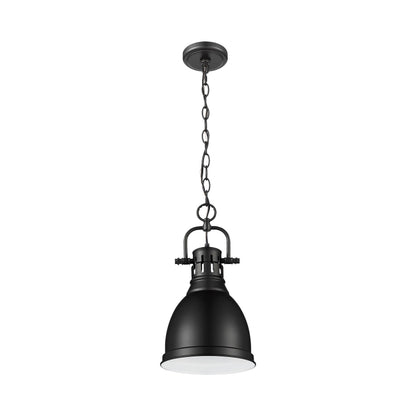 Yep by Golden Lighting Duncan 1-light 9in Chain Hung Pendant in Matte Black - - Golden Lighting