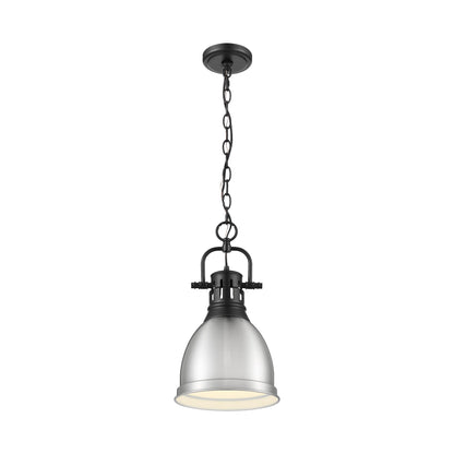 Yep by Golden Lighting Duncan 1-light 9in Chain Hung Pendant in Matte Black and Pewter shade - - Golden Lighting