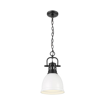 Yep by Golden Lighting Duncan 1-light 9in Chain Hung Pendant in Matte Black and Matte White shade - - Golden Lighting