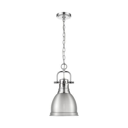 Yep by Golden Lighting Duncan 1-light 9in Chain Hung Pendant in Chrome and Pewter shade - - Golden Lighting