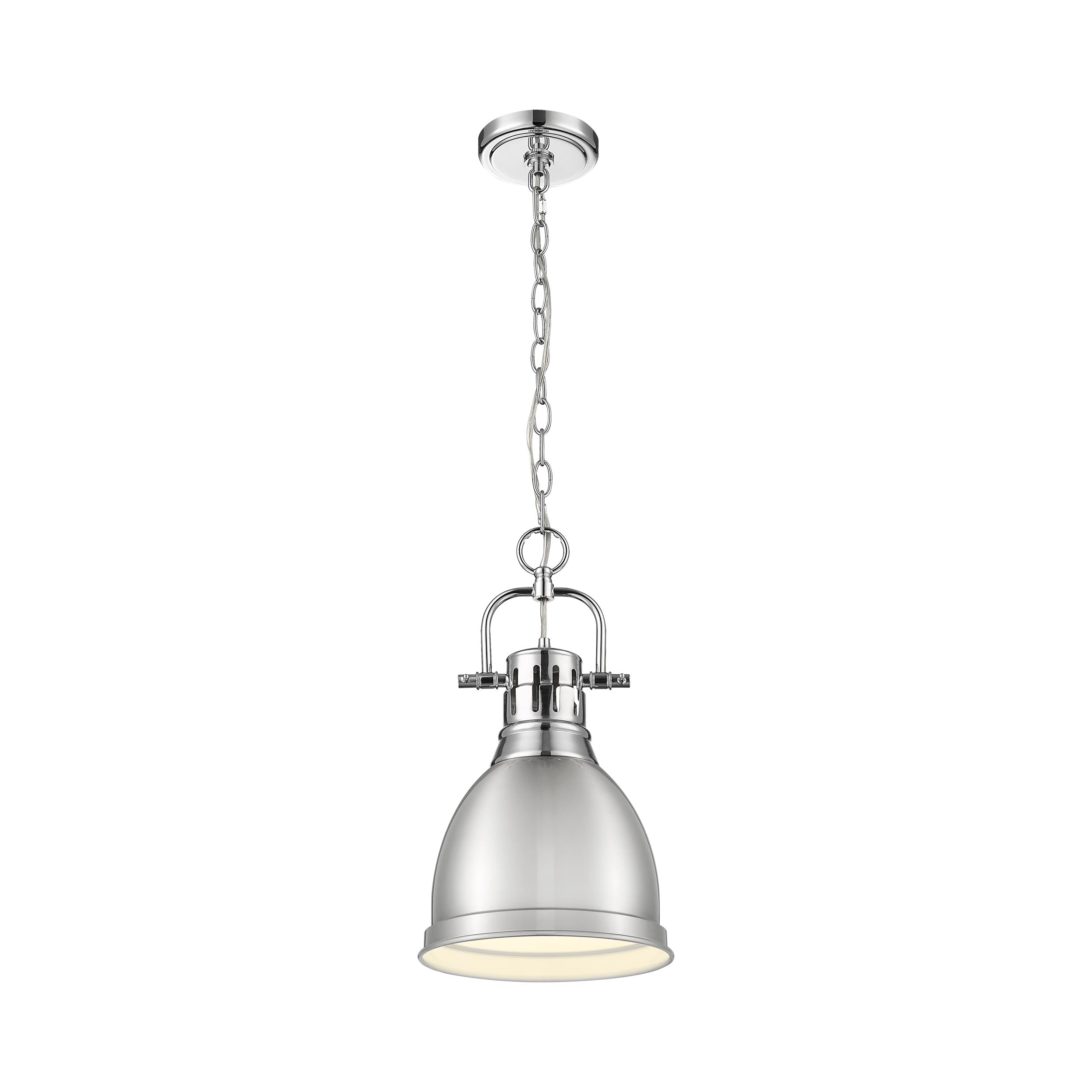Yep by Golden Lighting Duncan 1-light 9in Chain Hung Pendant in Chrome and Pewter shade - - Golden Lighting