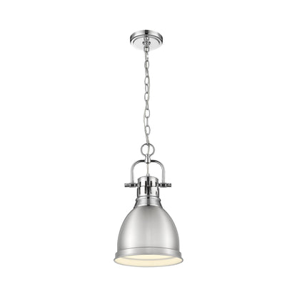 Yep by Golden Lighting Duncan 1-light 9in Chain Hung Pendant in Chrome and Pewter shade - - Golden Lighting