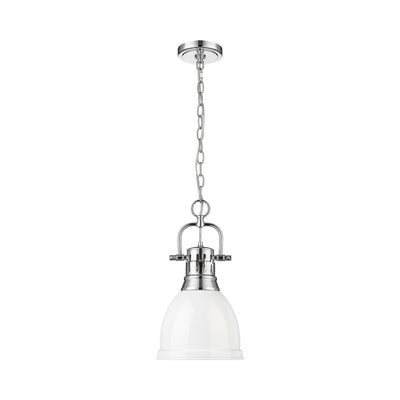 Yep by Golden Lighting Duncan 1-light 9in Chain Hung Pendant in Chrome and White shade - - Golden Lighting