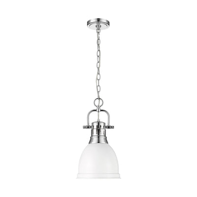 Yep by Golden Lighting Duncan 1-light 9in Chain Hung Pendant in Chrome and Matte White shade - - Golden Lighting