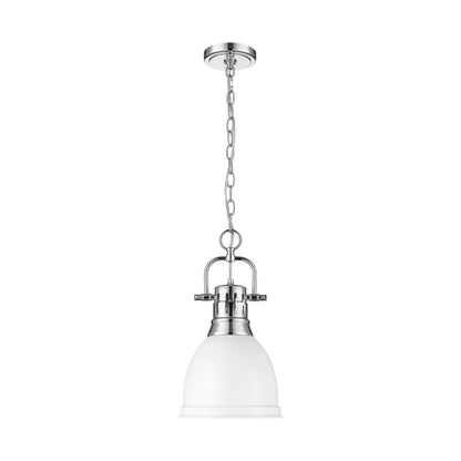 Yep by Golden Lighting Duncan 1-light 9in Chain Hung Pendant in Chrome and Matte White shade - - Golden Lighting