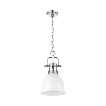 Yep by Golden Lighting Duncan 1-light 9in Chain Hung Pendant in Chrome and Matte White shade - - Golden Lighting