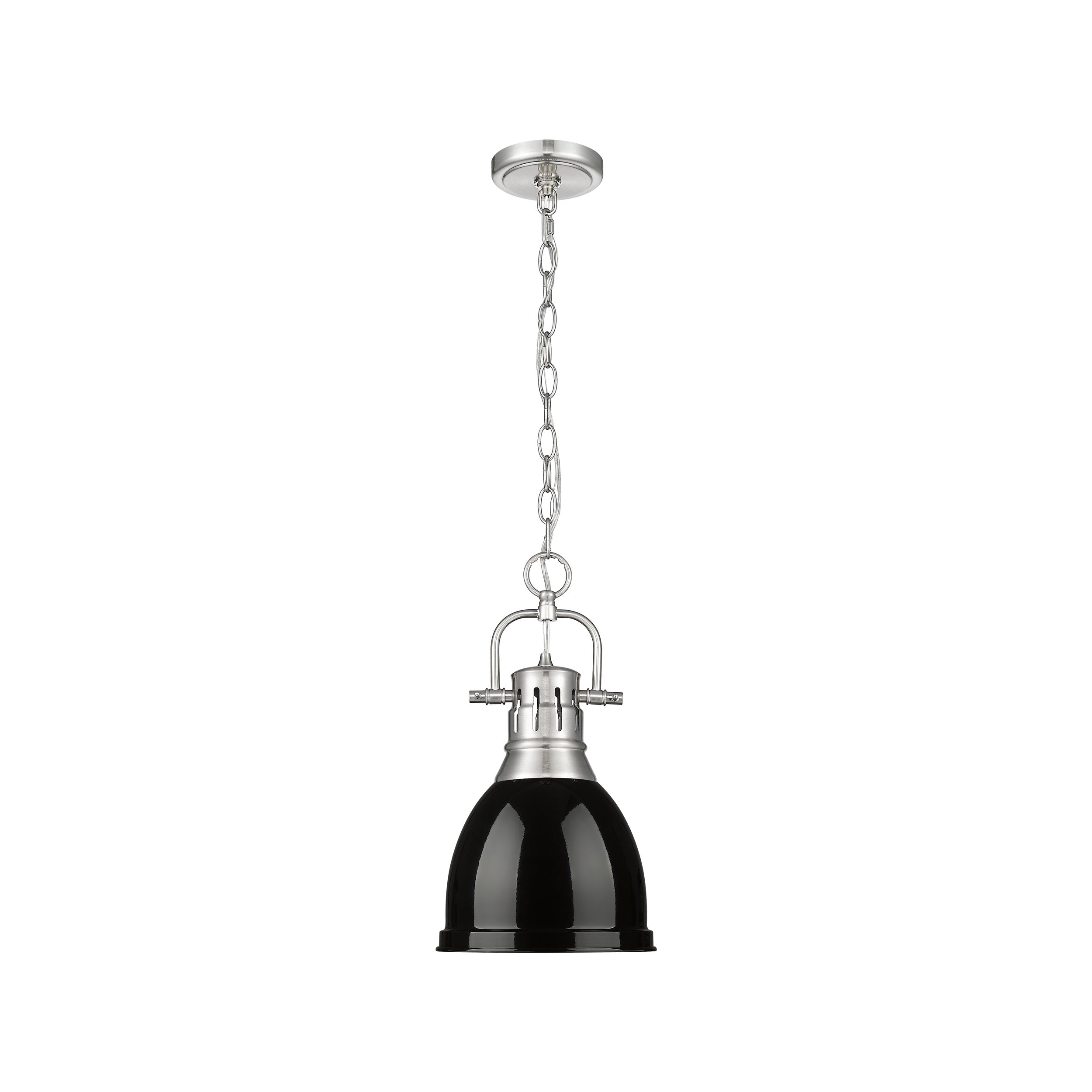 Yep by Golden Lighting Duncan 1-light 9in Chain Hung Pendant in Pewter and Black shade - - Golden Lighting