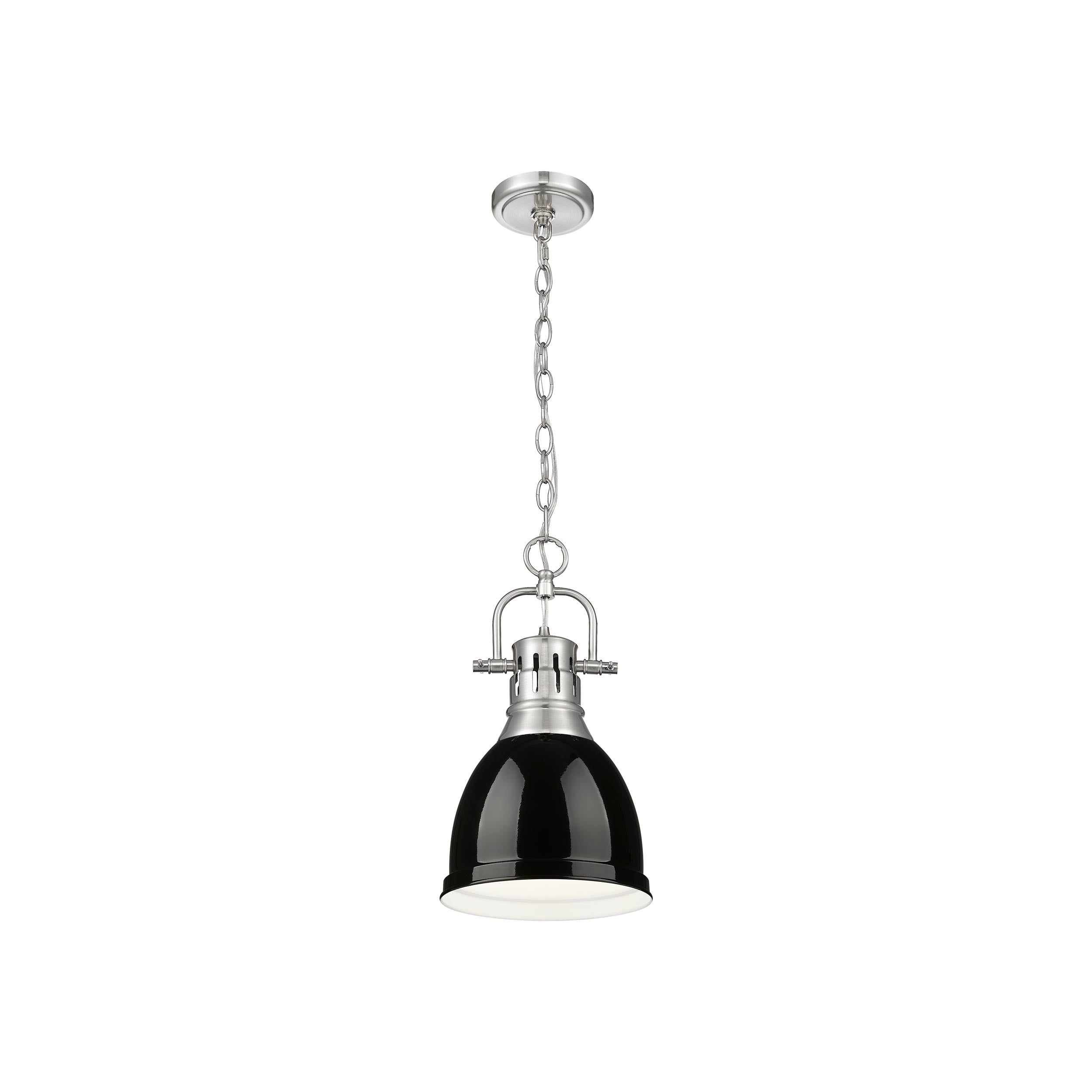 Yep by Golden Lighting Duncan 1-light 9in Chain Hung Pendant in Pewter and Black shade - - Golden Lighting