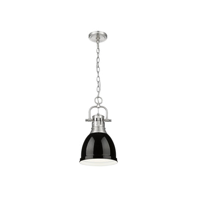 Yep by Golden Lighting Duncan 1-light 9in Chain Hung Pendant in Pewter and Black shade - - Golden Lighting