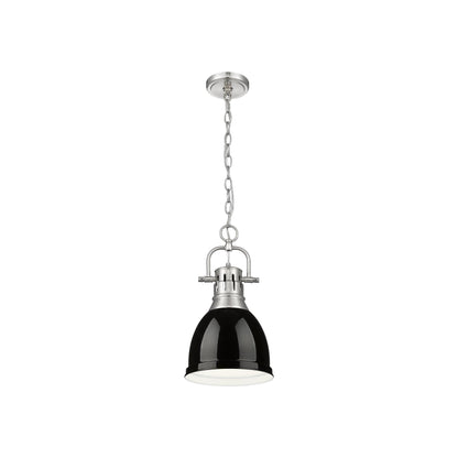 Yep by Golden Lighting Duncan 1-light 9in Chain Hung Pendant in Pewter and Black shade - - Golden Lighting