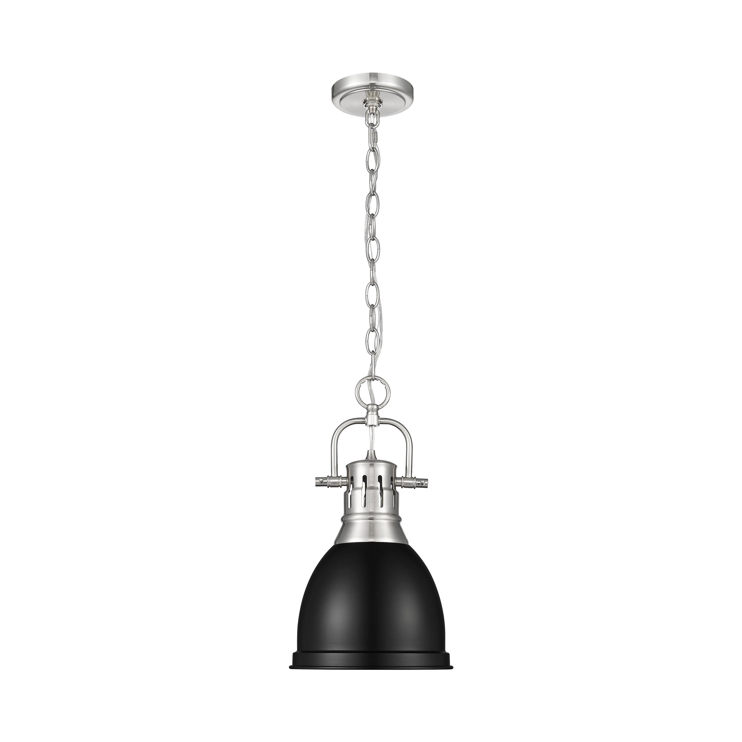 Yep by Golden Lighting Duncan 1-light 9in Chain Hung Pendant in Pewter and Matte Black shade - - Golden Lighting