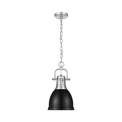Yep by Golden Lighting Duncan 1-light 9in Chain Hung Pendant in Pewter and Matte Black shade - - Golden Lighting