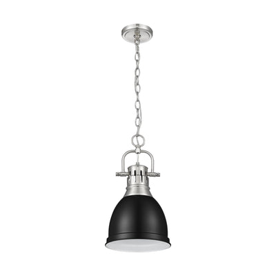 Yep by Golden Lighting Duncan 1-light 9in Chain Hung Pendant in Pewter and Matte Black shade - - Golden Lighting