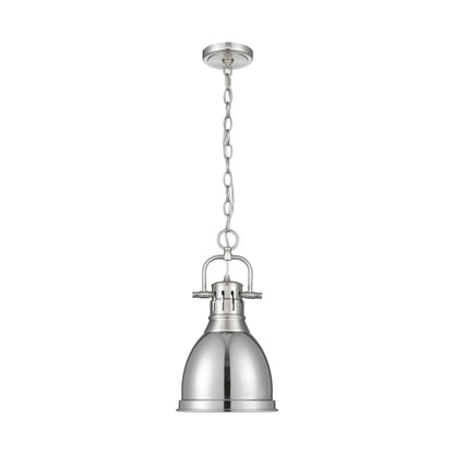 Yep by Golden Lighting Duncan 1-light 9in Chain Hung Pendant in Pewter and Chrome shade - - Golden Lighting