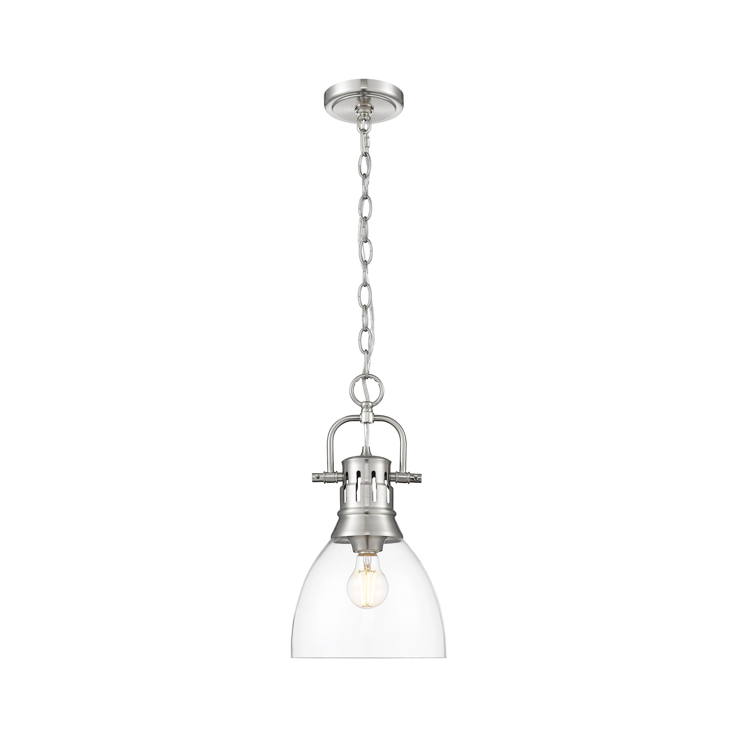 Yep by Golden Lighting Duncan 1-light 9in chain hung Pendant in Pewter and Clear Glass - - Golden Lighting