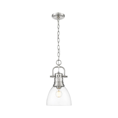 Yep by Golden Lighting Duncan 1-light 9in chain hung Pendant in Pewter and Clear Glass - - Golden Lighting