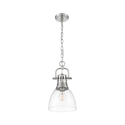 Yep by Golden Lighting Duncan 1-light 9in chain hung Pendant in Pewter and Clear Glass - - Golden Lighting