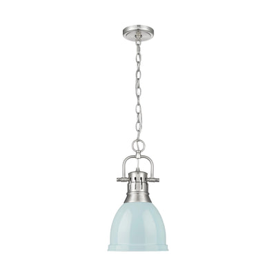 Yep by Golden Lighting Duncan 1-light 9in Chain Hung Pendant in Pewter and Seafoam shade - - Golden Lighting
